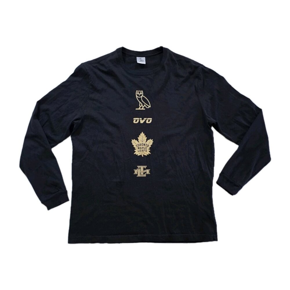 OVO Toronto Maple Leafs Graphic Print T Shirt Mens L Black Gold Stanley Cup NHL
